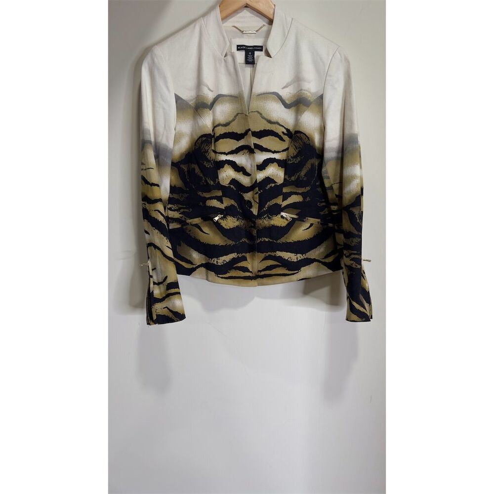Chico's Black Label Women's Animal Print Jacket Zipper Sleeves Size 0 Mu… - Picture 11 of 16